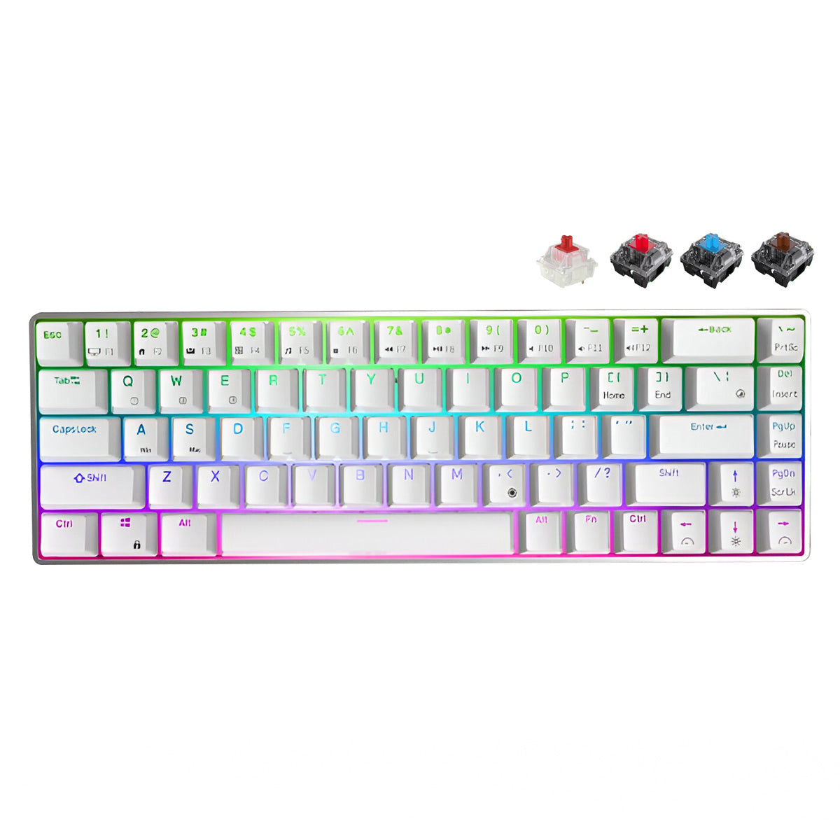 Royal Kludge G68 Tri-Mode RGB 68 Keys Hot Swappable Mechanical Keyboard White