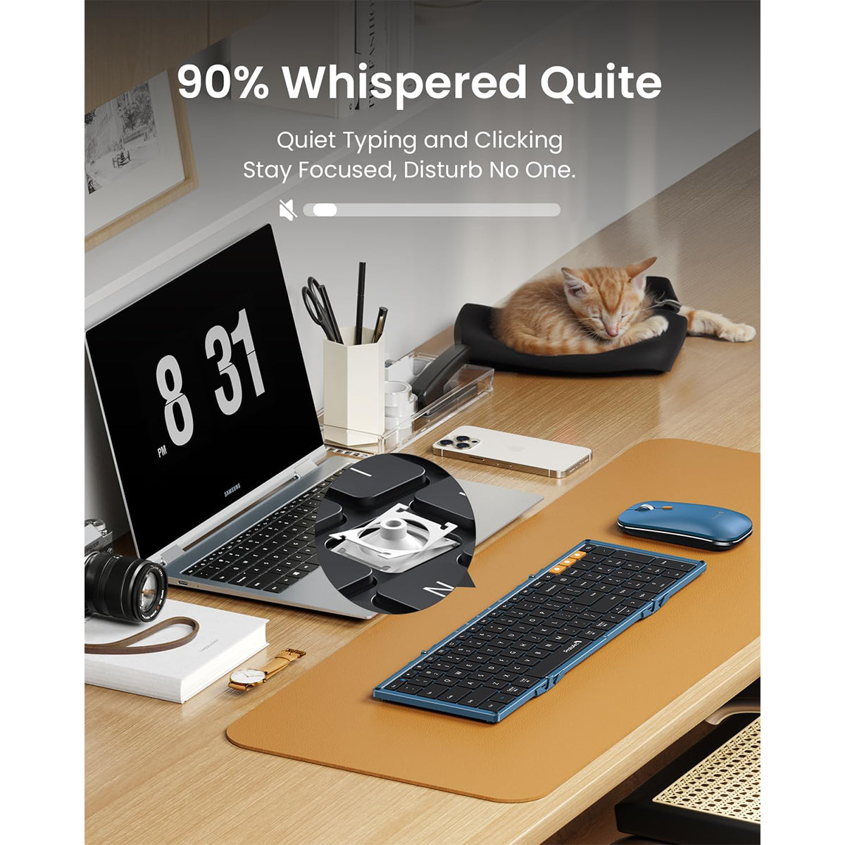 ProtoArc XKM01 Foldable Full-Size Wireless Keyboard and Mouse Combo (Blue/Black) (CP014040)