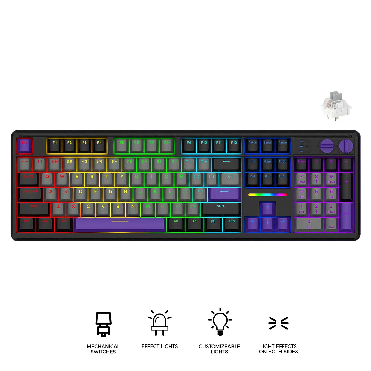 E-Yooso Z-104 Rainbow Light Wired Mechanical Keyboard Grey/Black/Purple