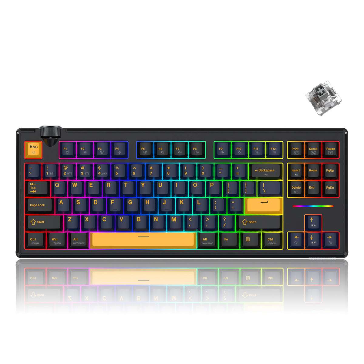 Redragon Cyclone Pro K716 RGB Hot-Swappable Gasket Mounted TKL Horizontal Knob Mechanical Keyboard
