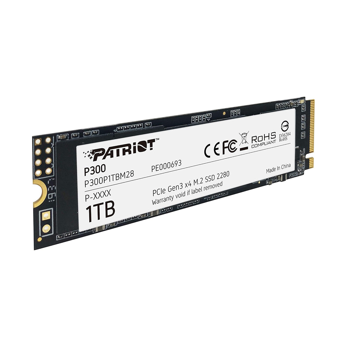 Patriot P300 1TB M.2 2280 PCIe Gen3 x4 SSD with 2100MB/s Read/ 1650MB/s Write (P300P1TBM28)