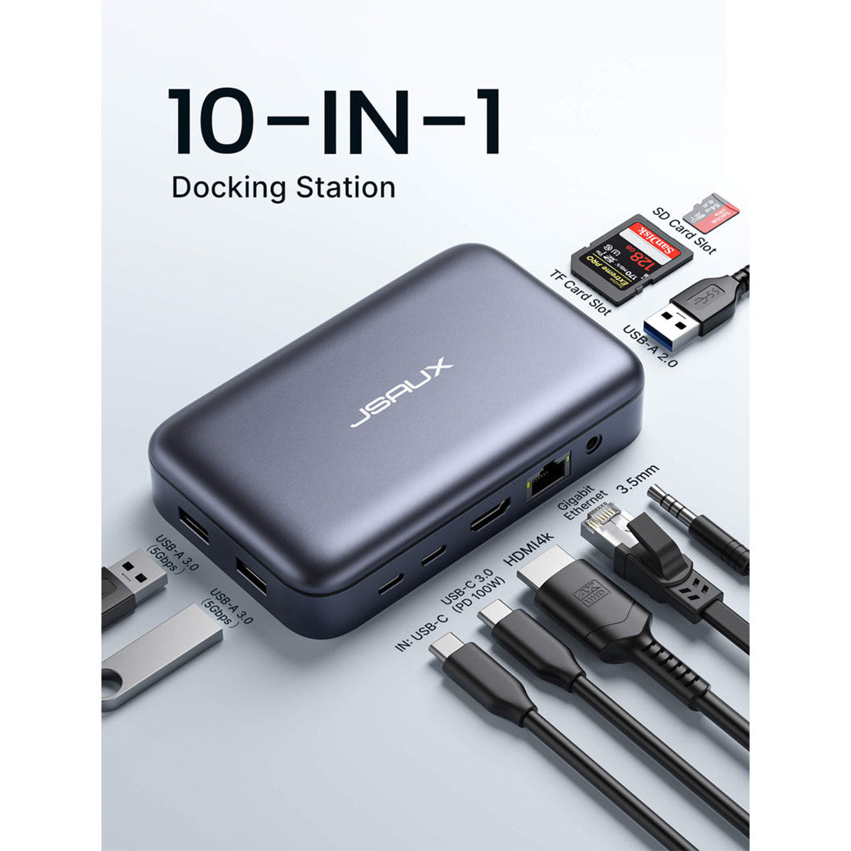 JSAUX OmniCase 2 USB-C 10-in-1 Storage Docking Station (Grey) (MP03)