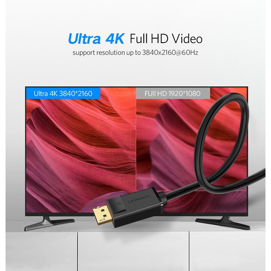 Ugreen DP 1.2 Male to Male Cable - 1m (Black) (DP102/10244)
