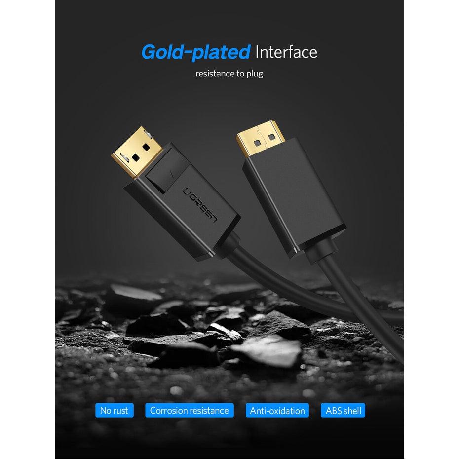 Ugreen DP 1.2 Male to Male Cable - 1m (Black) (DP102/10244)
