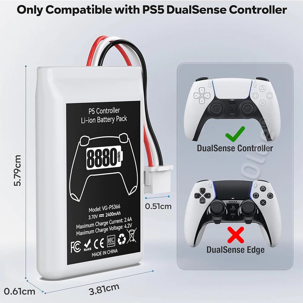 PS5 Controller Li-ion 8880mAH Battery Pack 2-Pack (VG-P5366)