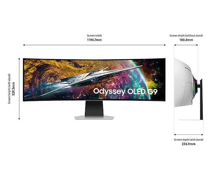 Samsung Odyssey OLED G9 (G95SC) LS49CG954SEXXP 49" Neo Quantum Processor Pro 0.03ms 240Hz GTG 5120x1440 Dual QHD Curved Smart Gaming Monitor