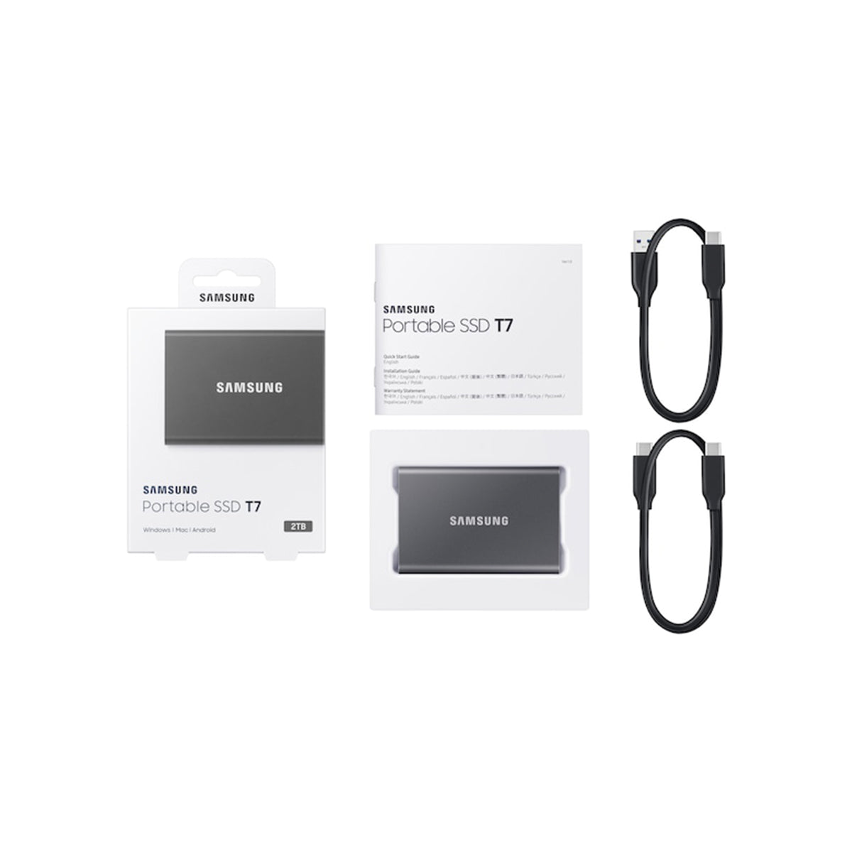 Samsung T7 2TB Portable External SSD (Titan Gray) (MU-PC2T0T/WW)