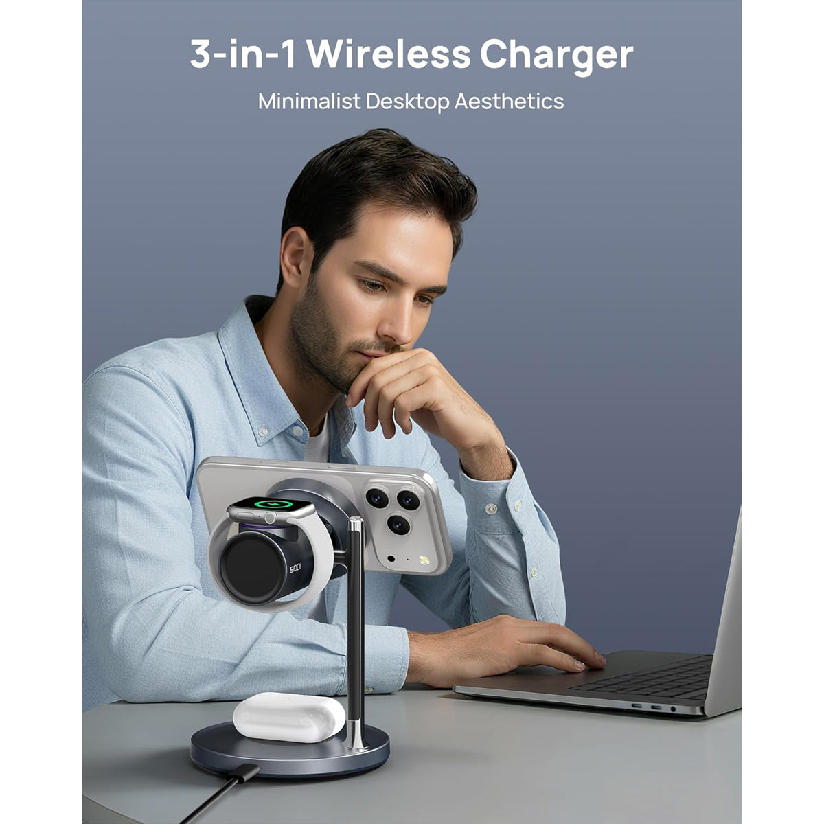 SODI T13W Qi2 25W 3-in-1 Wireless Charger with Silent Cooling Fan