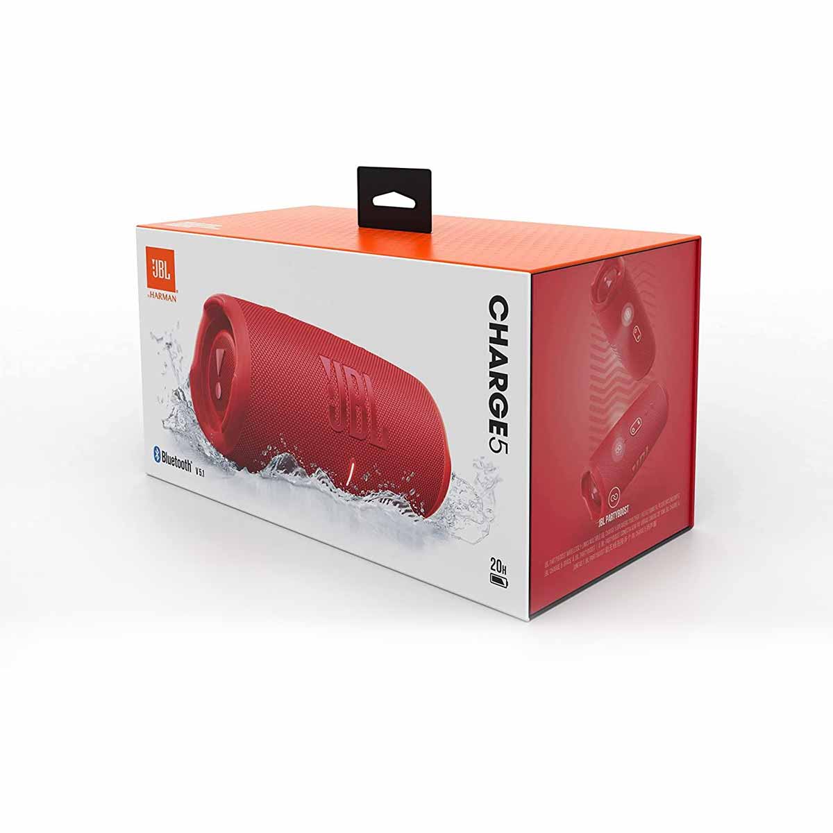 JBL Charge 5 Portable Waterproof Speaker With Powerbank (Red)