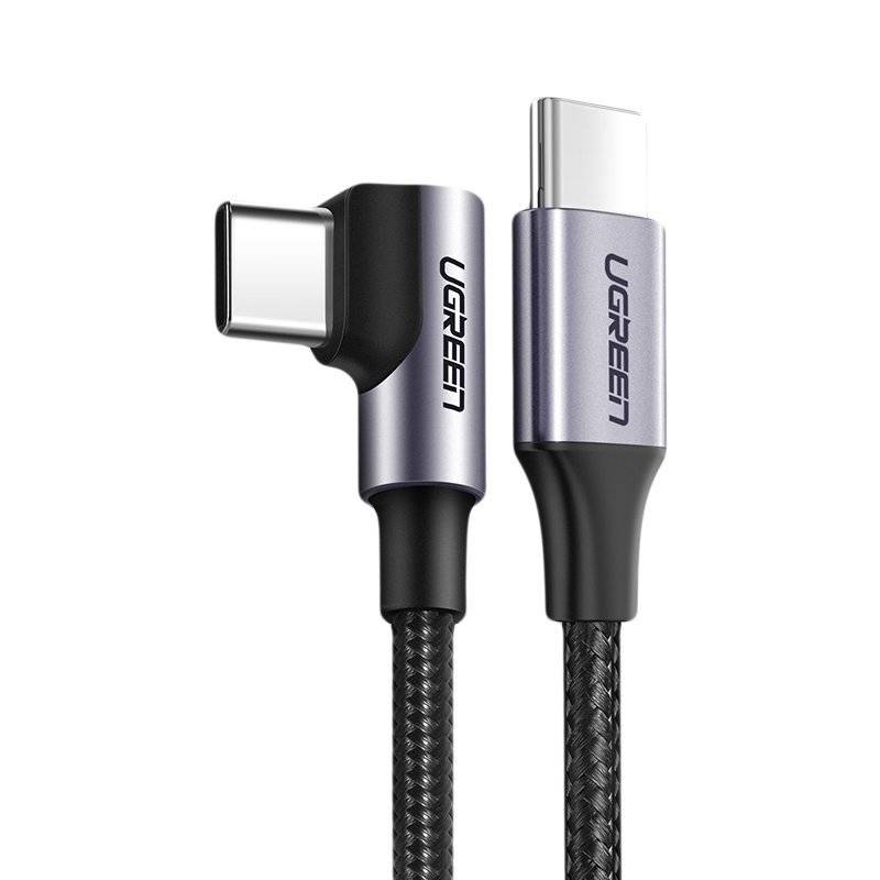 UGreen USB-C To Angled USB-C 2.0 Round Cable M/M Aluminum Shell Nickel Plating | DataBlitz