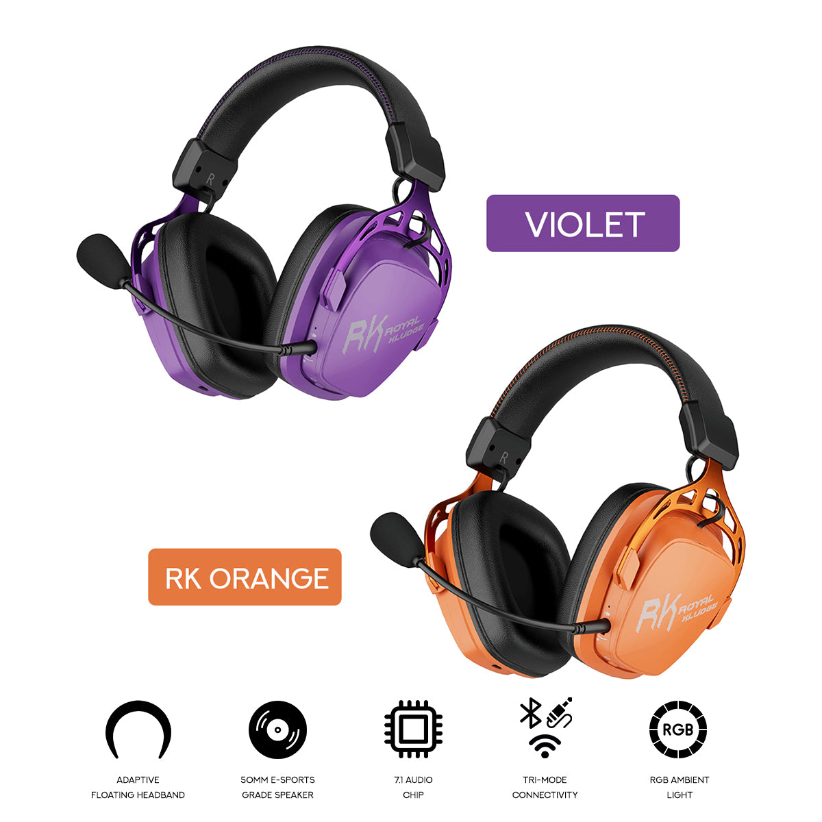 Royal Kludge RK HG103 Pro RGB Tri-Mode Gaming Headphone