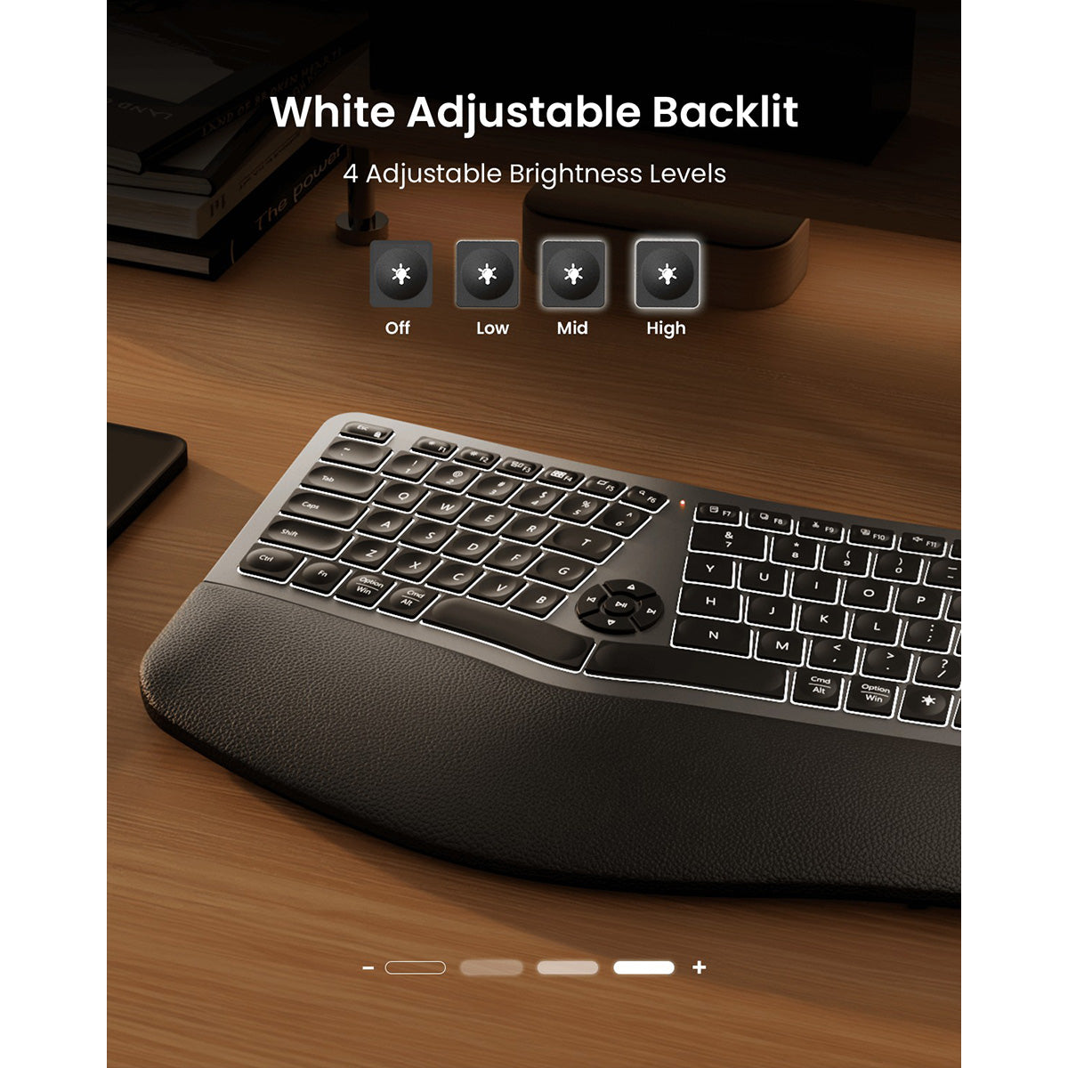 ProtoArc EK01 Plus Dual Mode Full Size Backlit Ergonomic Split Keyboard (Black/Grey) (CP013398)