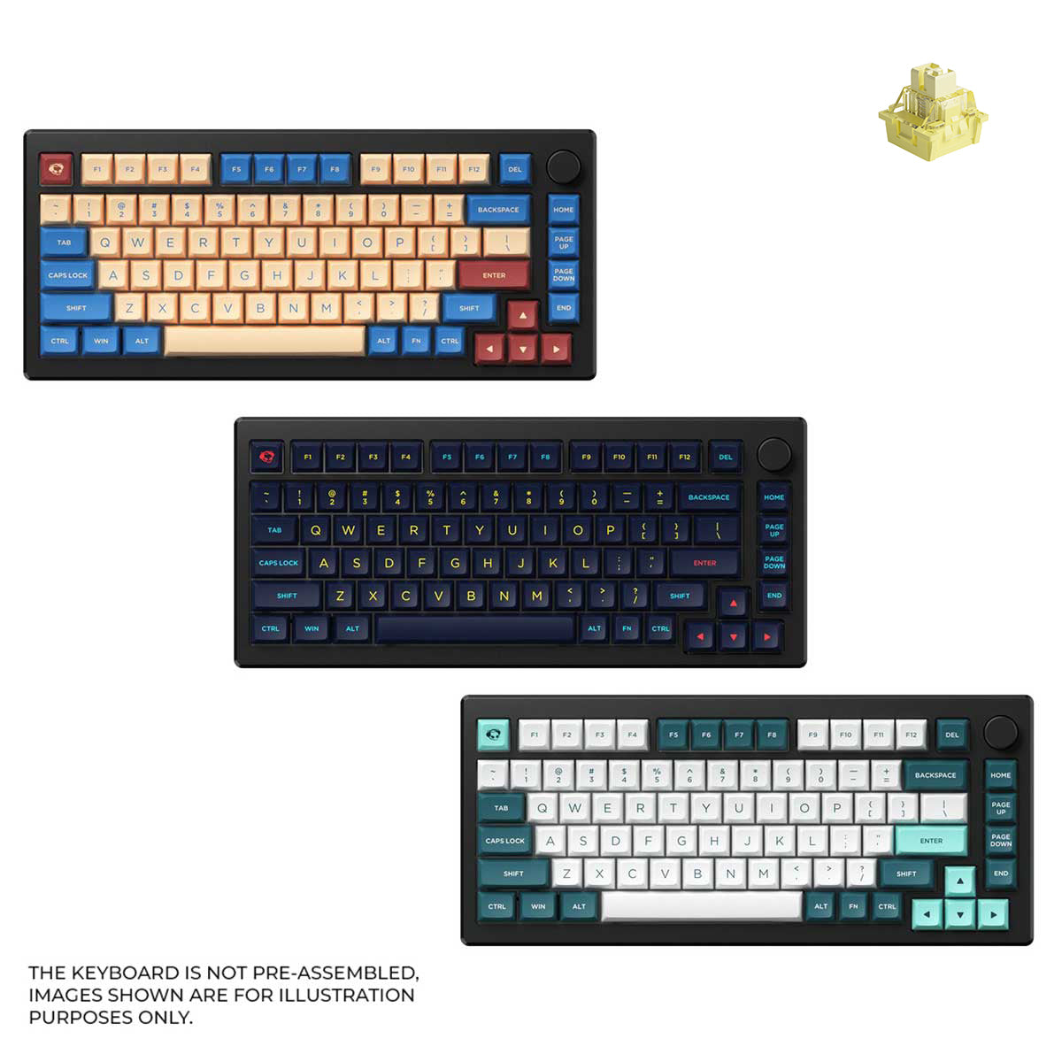 Akko MOD 007B HE DIY Kit With OSA Keycap Set 187-Key Black (Akko Cream Yellow Magnetic Switch)