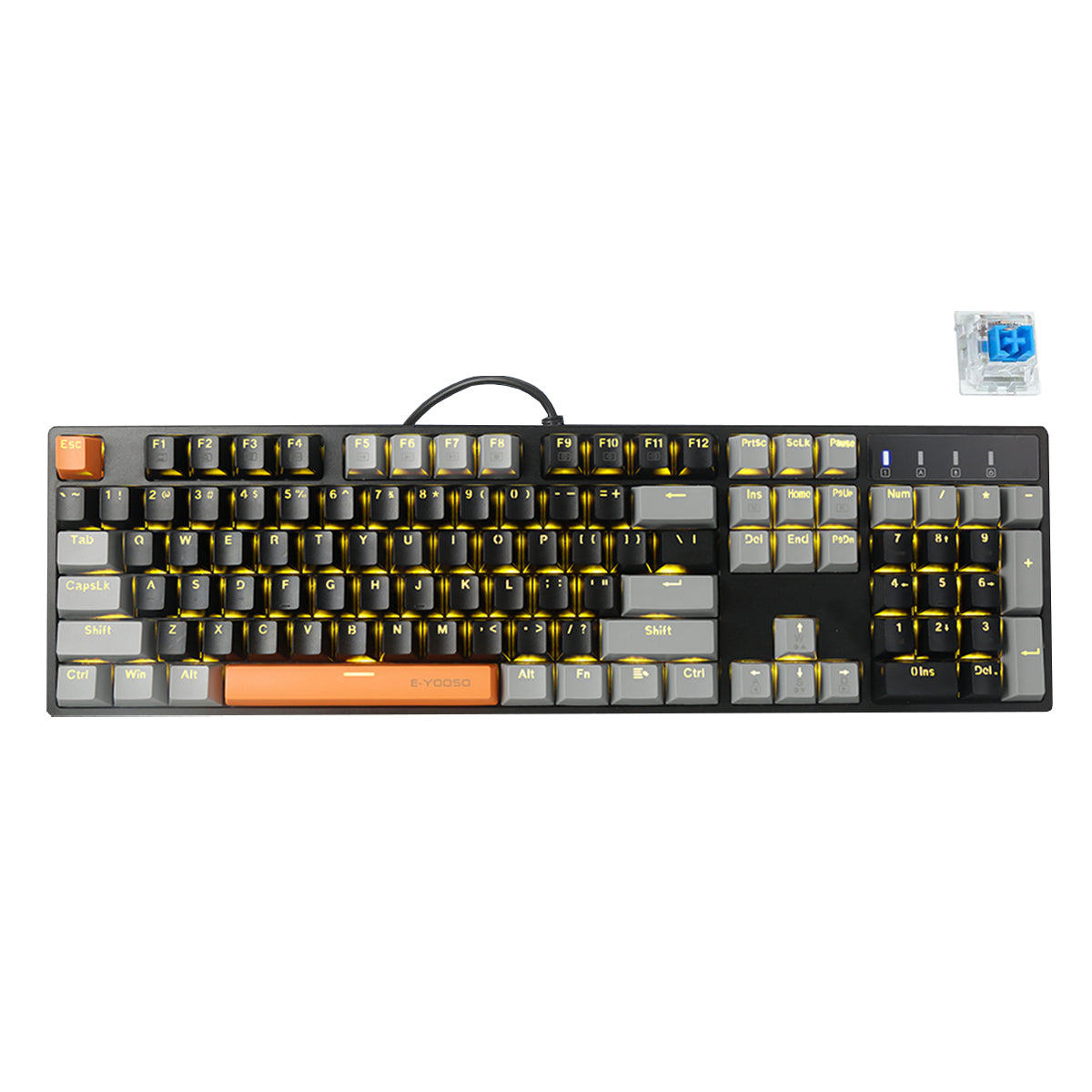 E-Yooso Z-14 Single Light 104 Keys Mechanical Keyboard Black/Grey (Blue Switch)