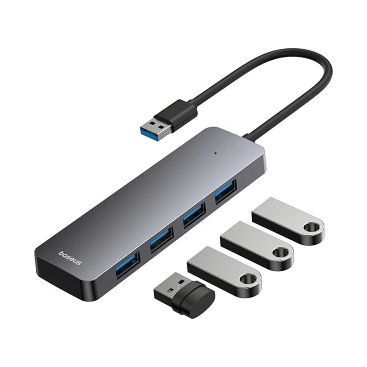 Baseus UltraJoy Series 4-Port Hub Lite USB-A & Type-C to 4xUSB 3.0 (Space Grey) (B0005280B811-00)
