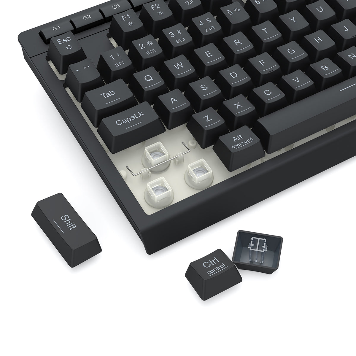 Redragon K524RGB-Pro Crescent Pro 75% Tri-Mode Gaming Keyboard with Macro Keys (Black)
