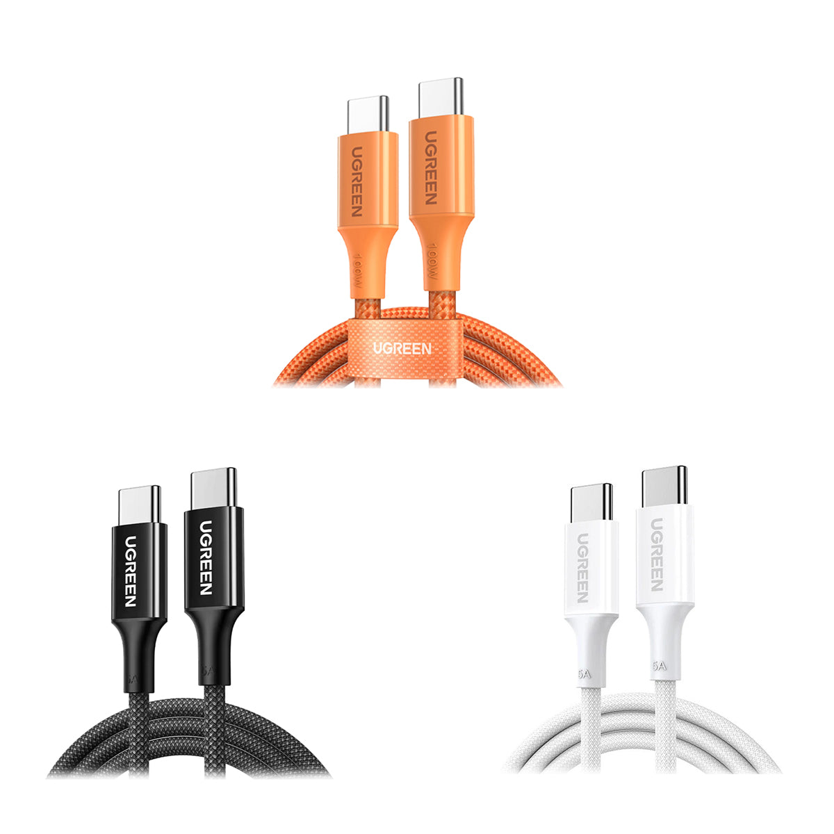 Ugreen USB-C to USB-C 5A/100W PD Fast Charging Braided Cable - 1m