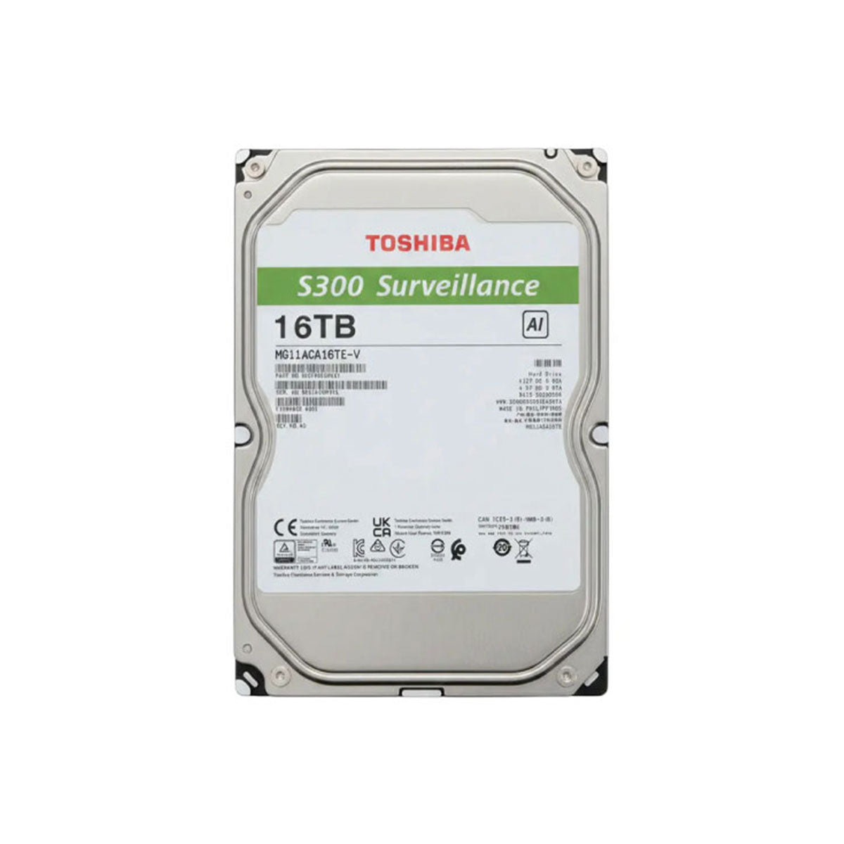 Toshiba S300 AI 16TB SATA 3.5-Inch 6GB/s 1024MB Cache 7200 RPM Surveillance HDD (MG11ACA16TE-V)