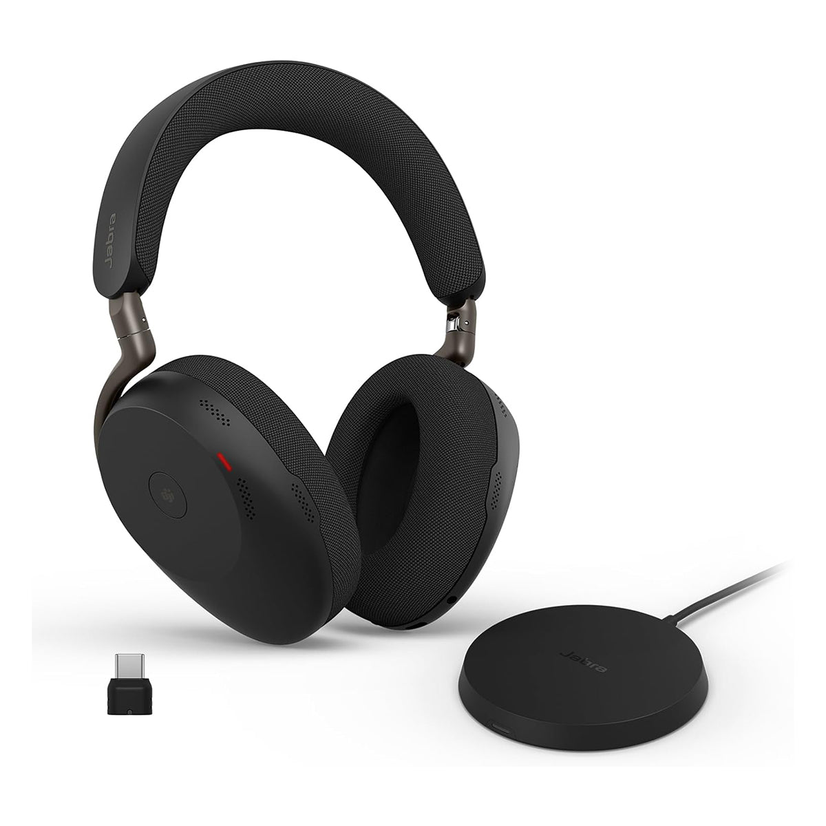 Jabra Evolve3 85 MS link390c USB-C Wireless Headset With Dongle & Wireless Charging Pad (Black)