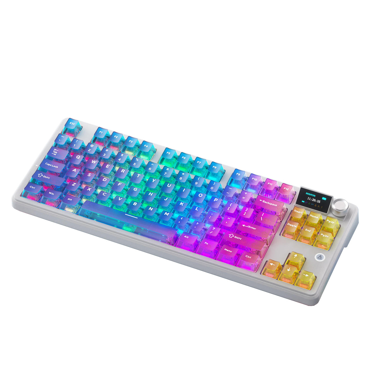Ajazz MK87 Pro RGB Tri-Mode Mechanical Keyboard (Transparent Gradient Blue-Purple Pink-Orange)