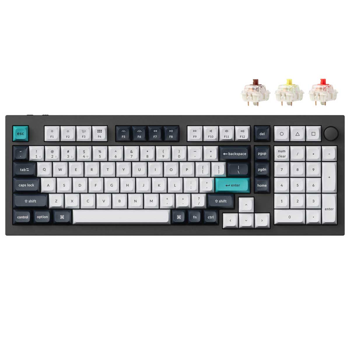 Keychron Q5 Max QMK/VIA Fully Assembled with Knob Hot-Swappable RGB Backlight 96% Wireless Mechanical Keyboard - Carbon Black (Gateron Jupiter Brown Switch, Gateron Jupiter Red Switch, Gateron Jupiter Banana Switch) (Q5M-M3, Q5M-M1, Q5M-M4)