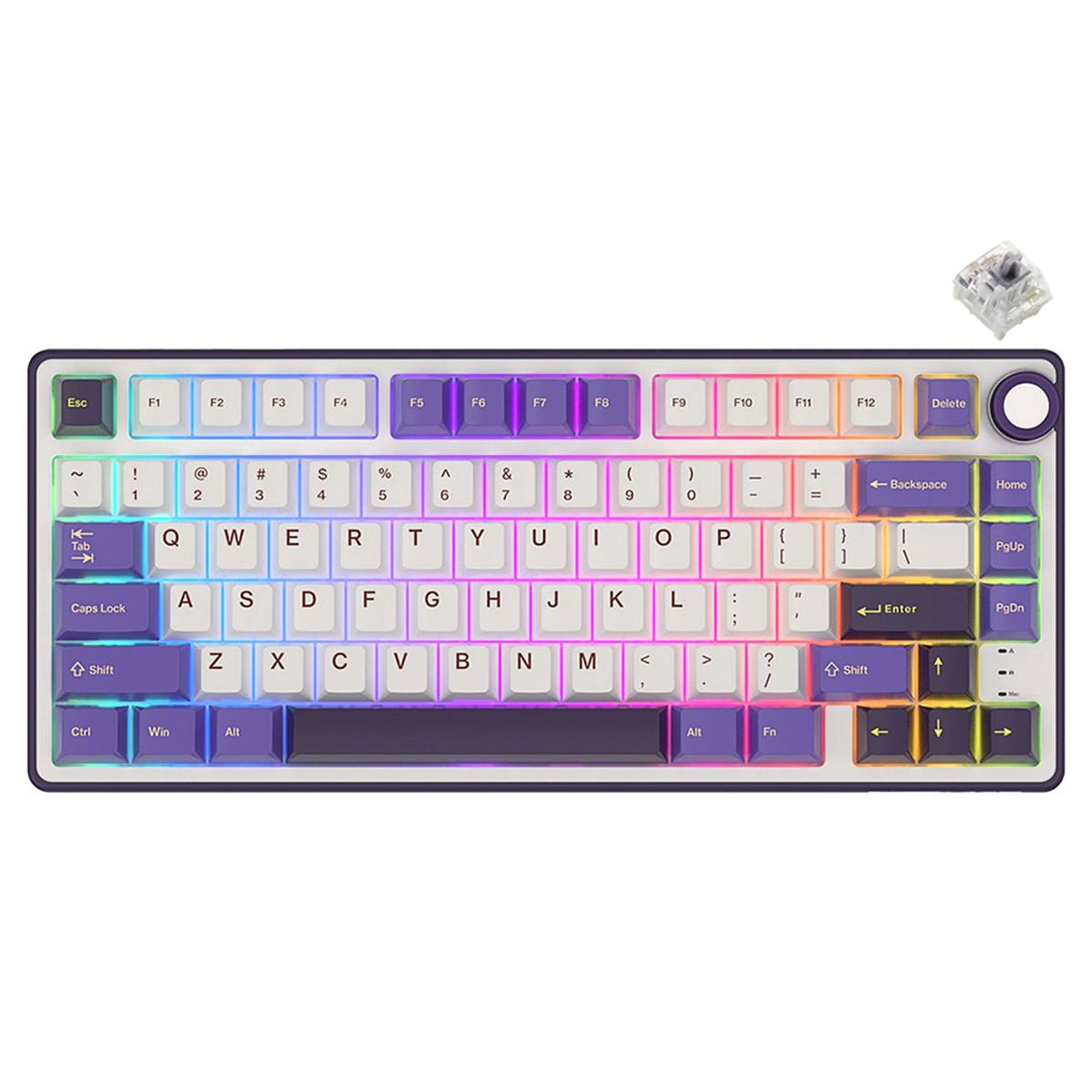 Royal Kludge R75 QMK Single-Mode RGB 81-Keys Hot-Swappable Mechanical Keyboard Blackberry Mousse