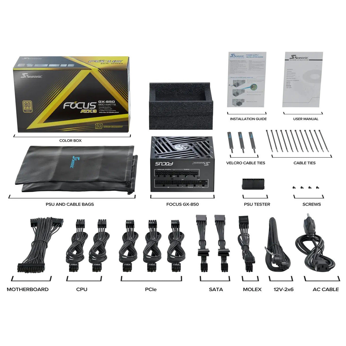 Seasonic Focus GX-850 ATX 3 850W 80+ Gold ATX 3.1 & PCIe Gen 5 Fully Modular Power Supply