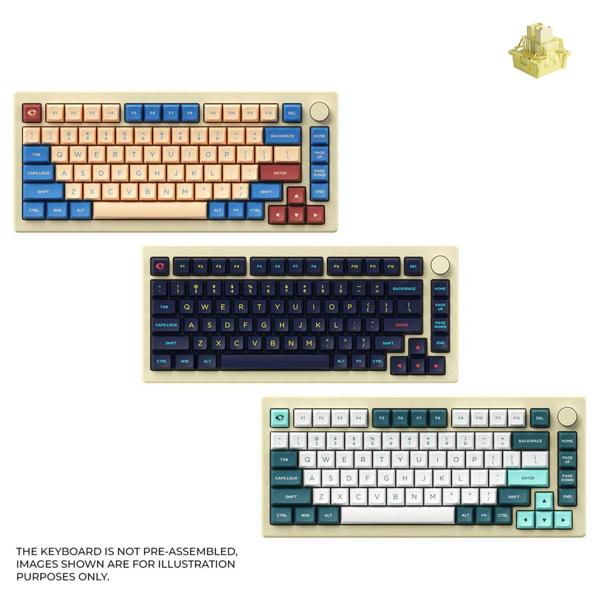Akko MOD 007B HE DIY Kit With OSA Keycap Set 187-Key Cream White (Akko Cream Yellow Magnetic Switch)