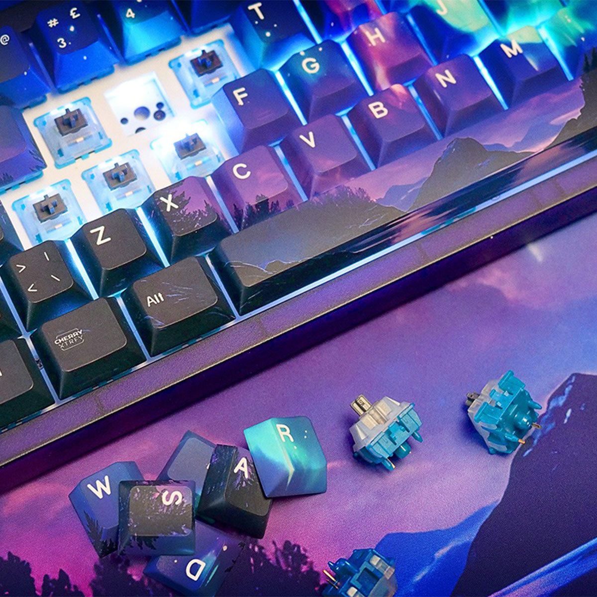 Cherry XTRFY K5V2 GP6 Northern Light Limited Edition Keyboard & Mouse Pad Bundle (Blue)