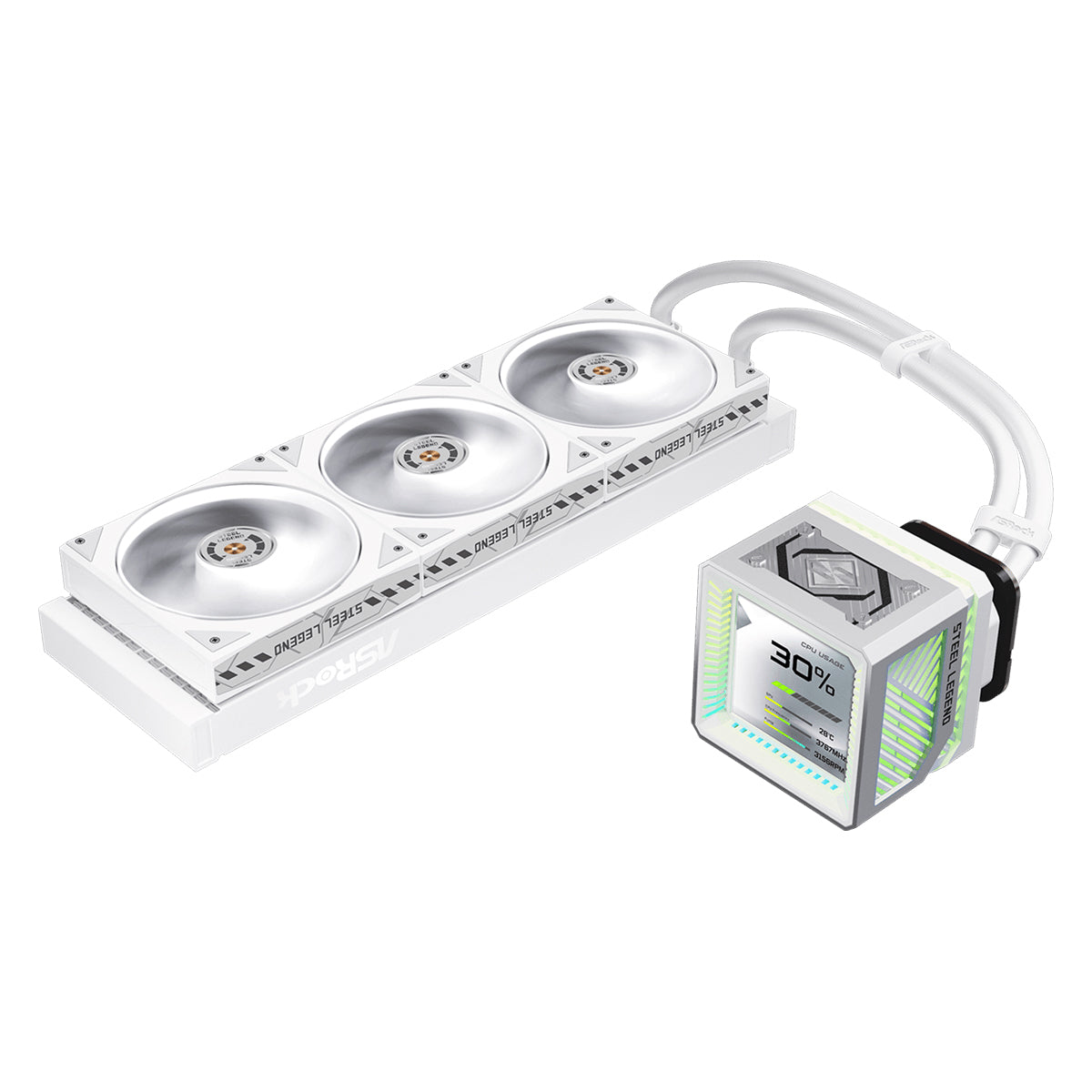 ASRock Steel Legend 360 LCD AIO Liquid Cooler (White)