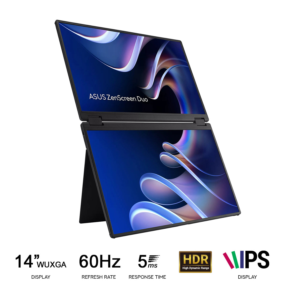 ASUS ZenScreen Duo MB14FCD 14" FHD (1920x1080) 60Hz 5ms GTG IPS USB-C Foldable Portable Monitor