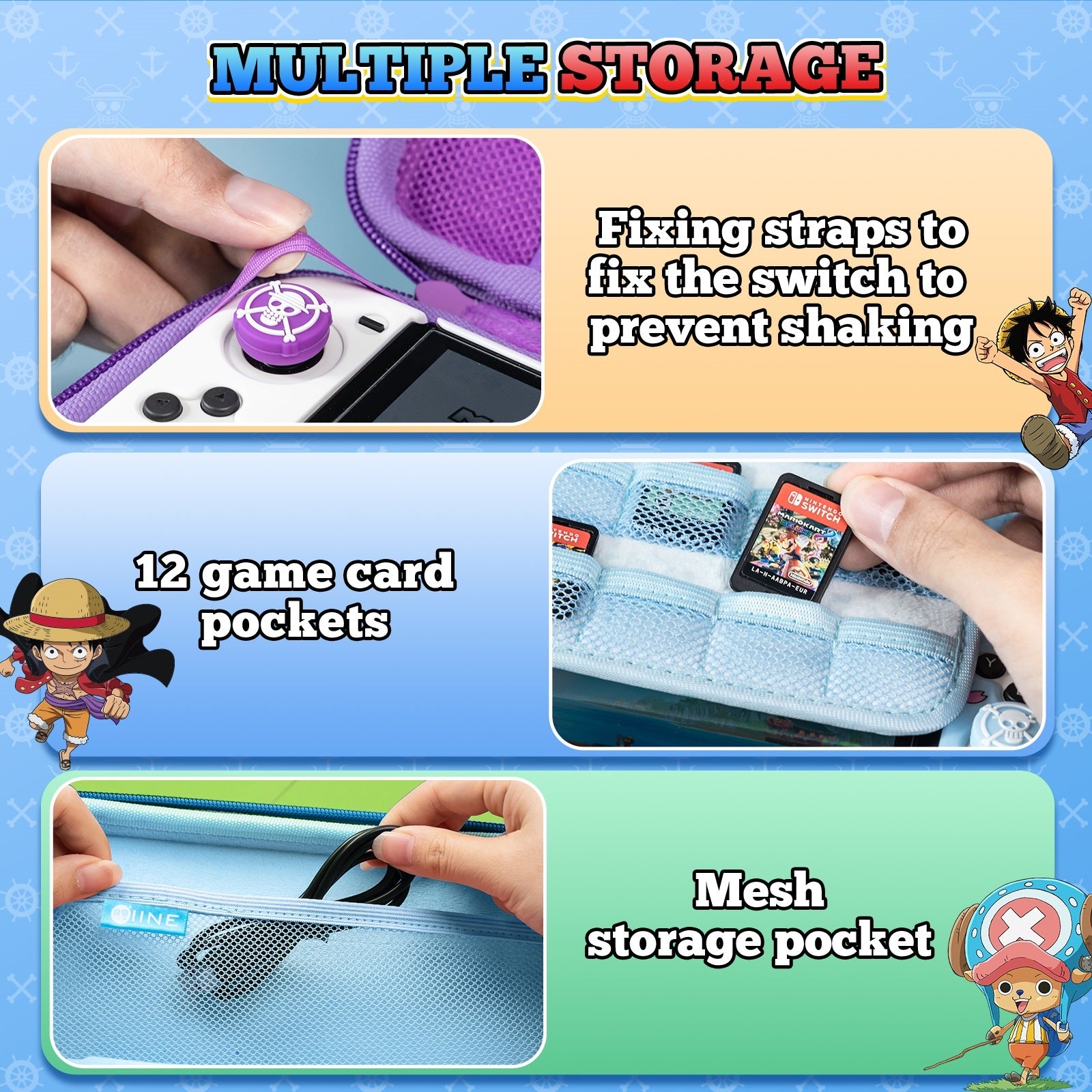 IINE One Piece Luffy & Chopper EVA Storage Bag for Switch/ Switch OLED (Blue) (L925) | DataBlitz