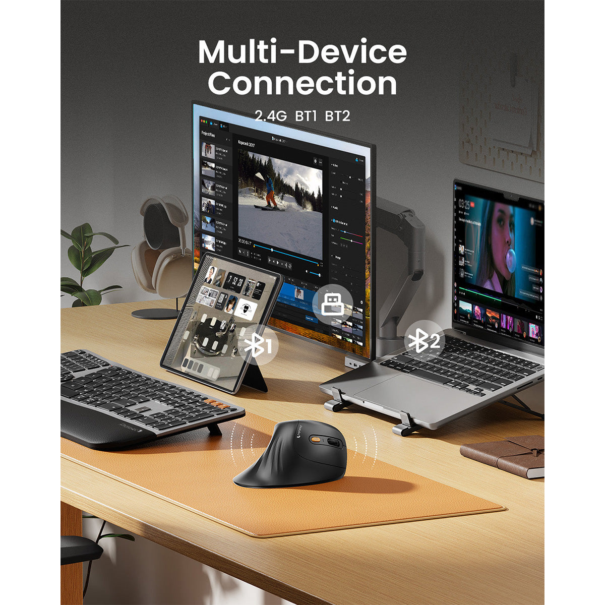 ProtoArc EM11 NL Rechargeable Multi-Device Ergonomic Vertical Mouse