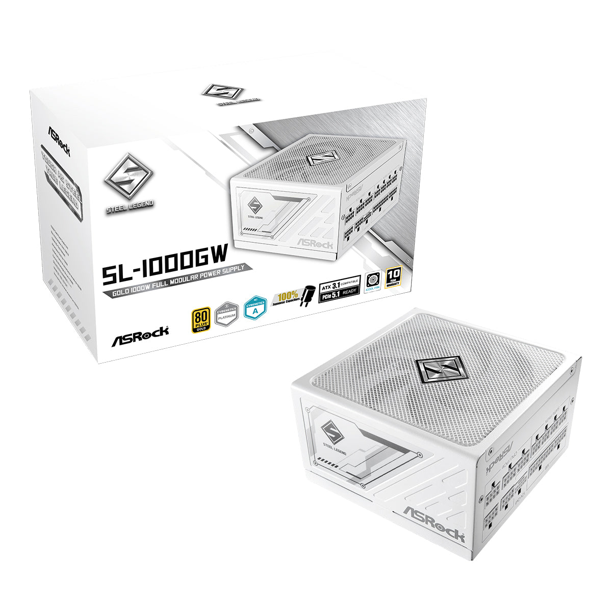 ASRock Steel Legend SL-1000GW 1000W 80+ Gold & Cybenetics Platinum ATX 3.1 PCIe 5.1 Full Modular