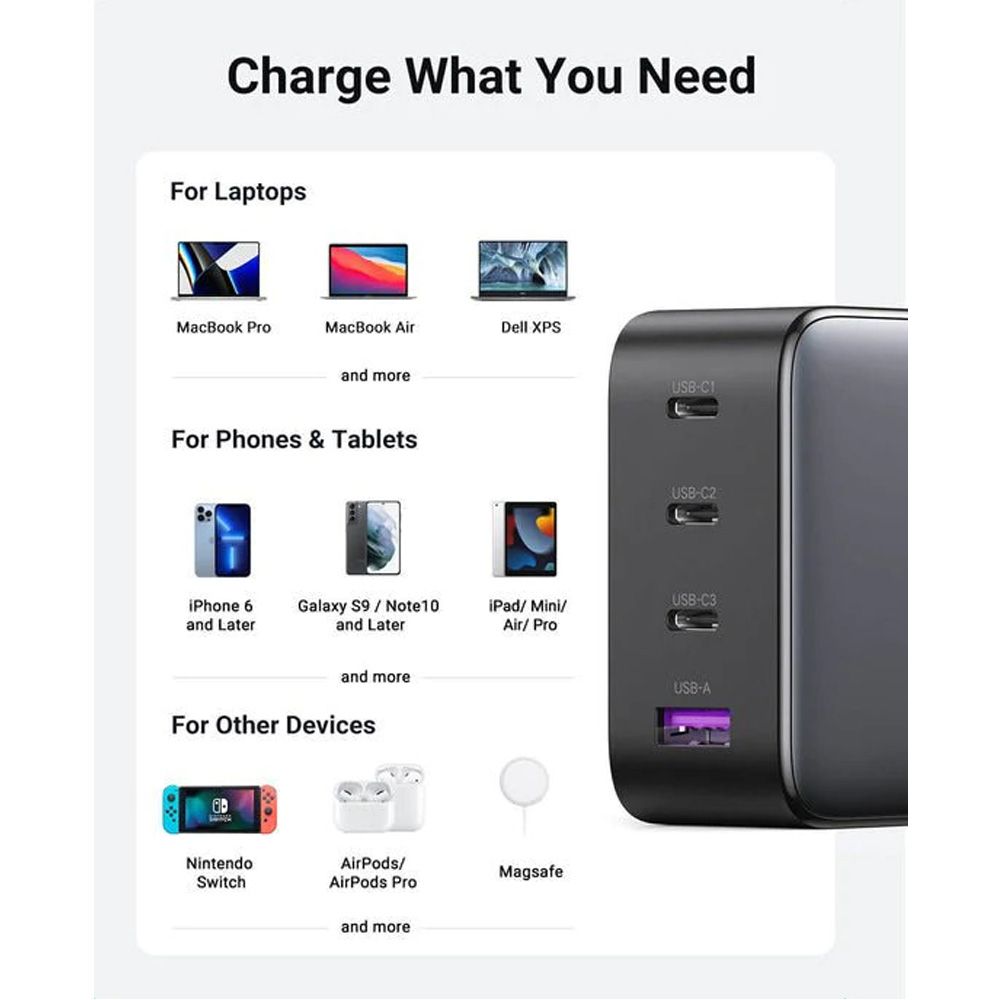 UGreen NEXODE 4-PORT GAN Fast Charger 100w (Black) (CD226/40737)