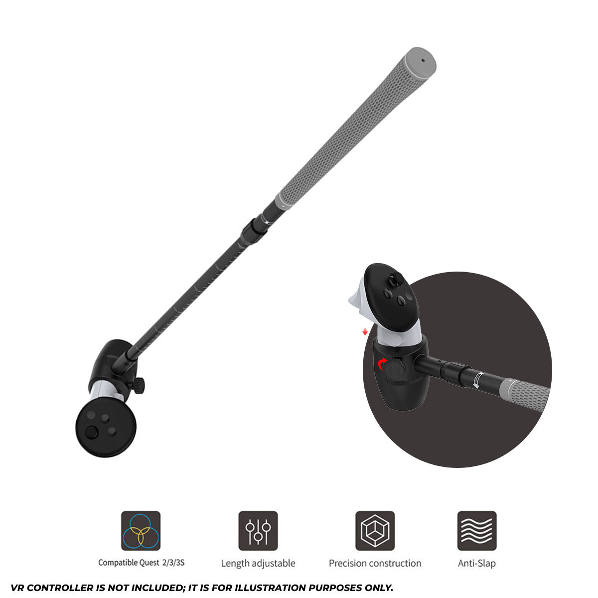Dobe Golf Club Attachment for Meta Quest 2 / Meta Quest 3 / Meta Quest 3S / Pro Controller TY-3881
