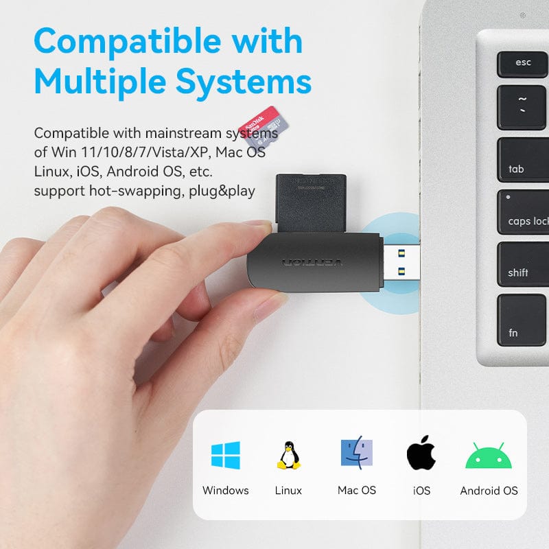 Vention 2-in-1 USB 3.0-A SD & TF Card Reader (CLGB0)