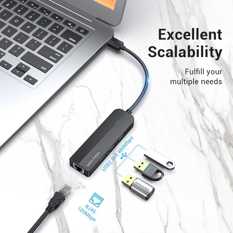 Vention USB 2.0 Ethernet Adapter - USB-A + RJ45 - 0.15M (CEGBB)