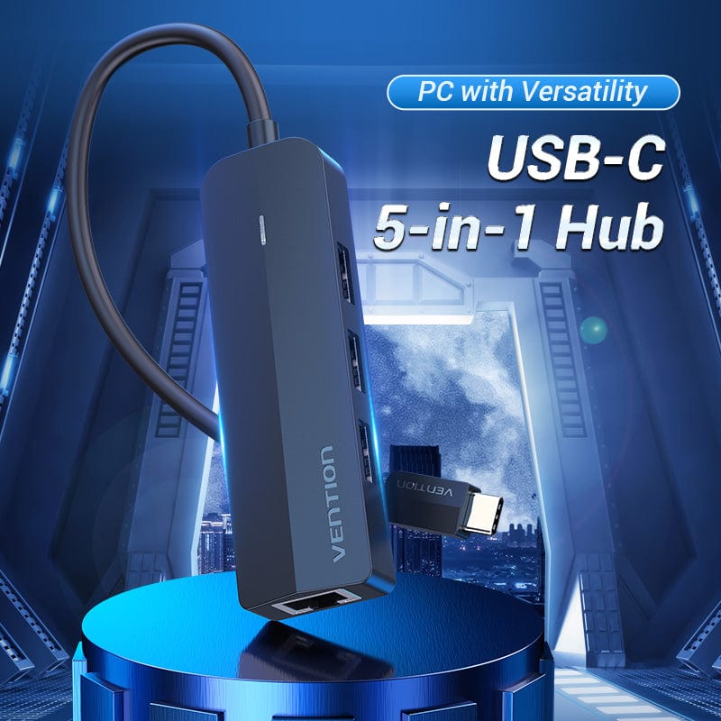 Vention 5-in-1 USB 3.0 Hub - USB-A to USB 3.0 x 4 + Micro-B