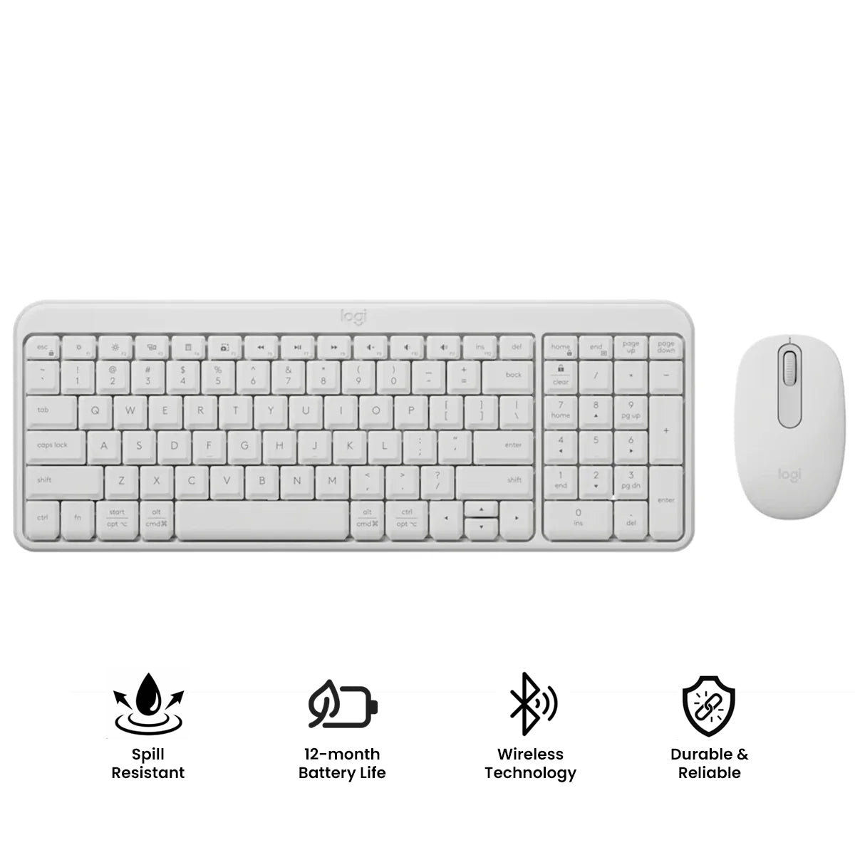 Logitech MK250 Compact Wireless Mouse and Keyboard (Off-White) (920-013560)