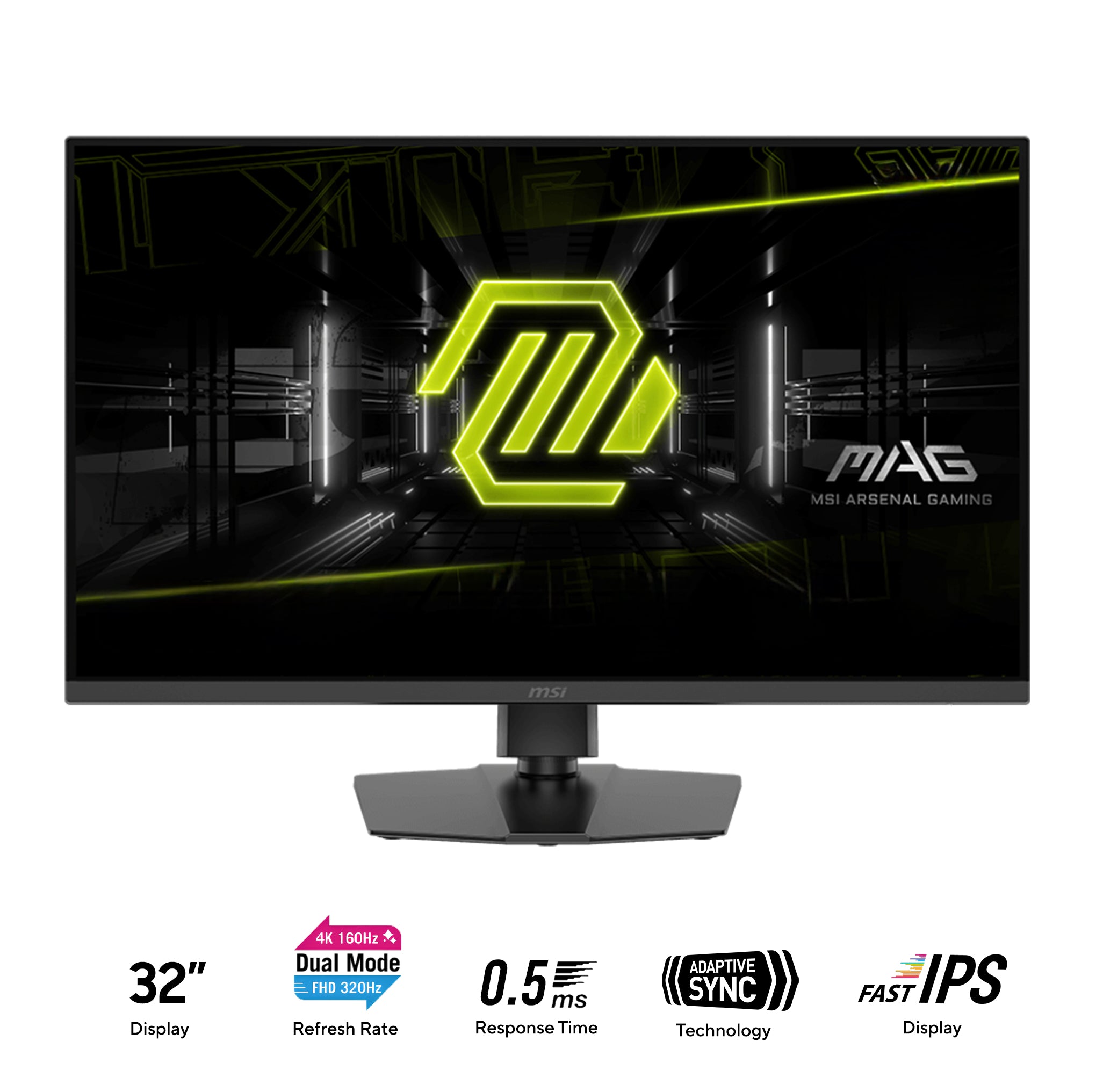 MSI MAG 322URDF E16 32" Dual Mode (4K 160Hz or FHD 320Hz) 0.5ms GTG Fast IPS Gaming Monitor with Tilt/ Swivel/ Pivot/ Height Adjustment