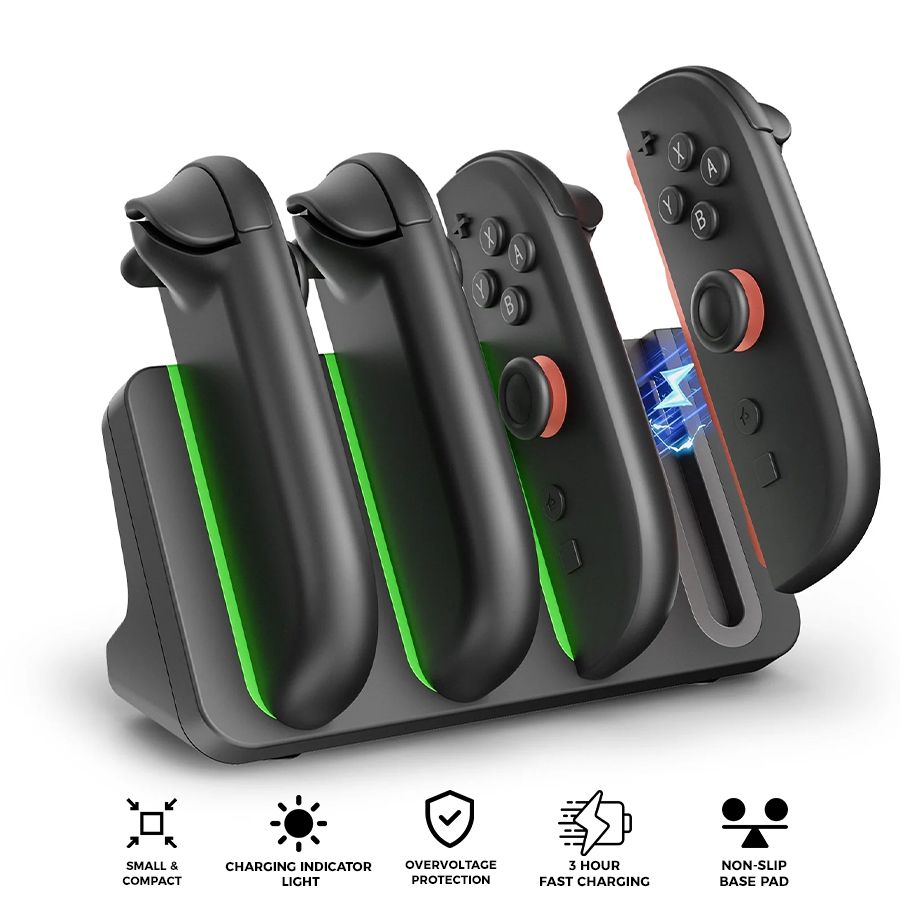 IINE 4-in-1 Charging Dock for Nintendo Switch (Black) (L1102)