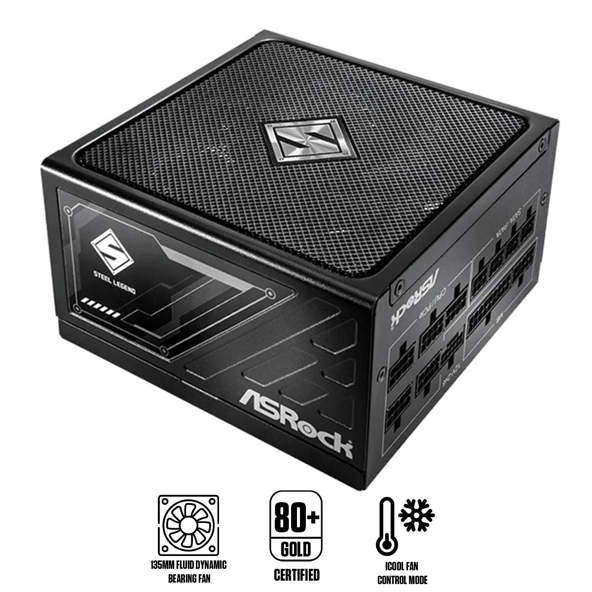 ASRock Steel Legend SL-1000G 1000W 80+ Gold & Cybenetics Platinum ATX 3.1 PCIe 5.1 Full Modular Power Supply (Black)
