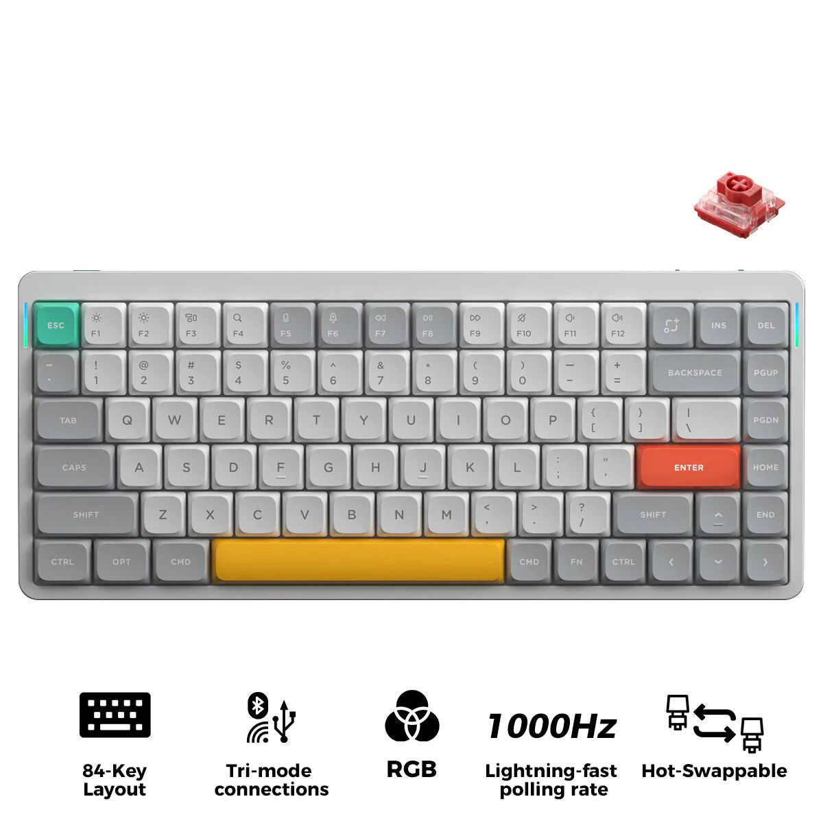 NuPhy Air75 V2 QMK/VIA RGB Hot-Swappable 84-Key Wireless Mechanical Keyboard (Ionic White) (Cowberry Switch)