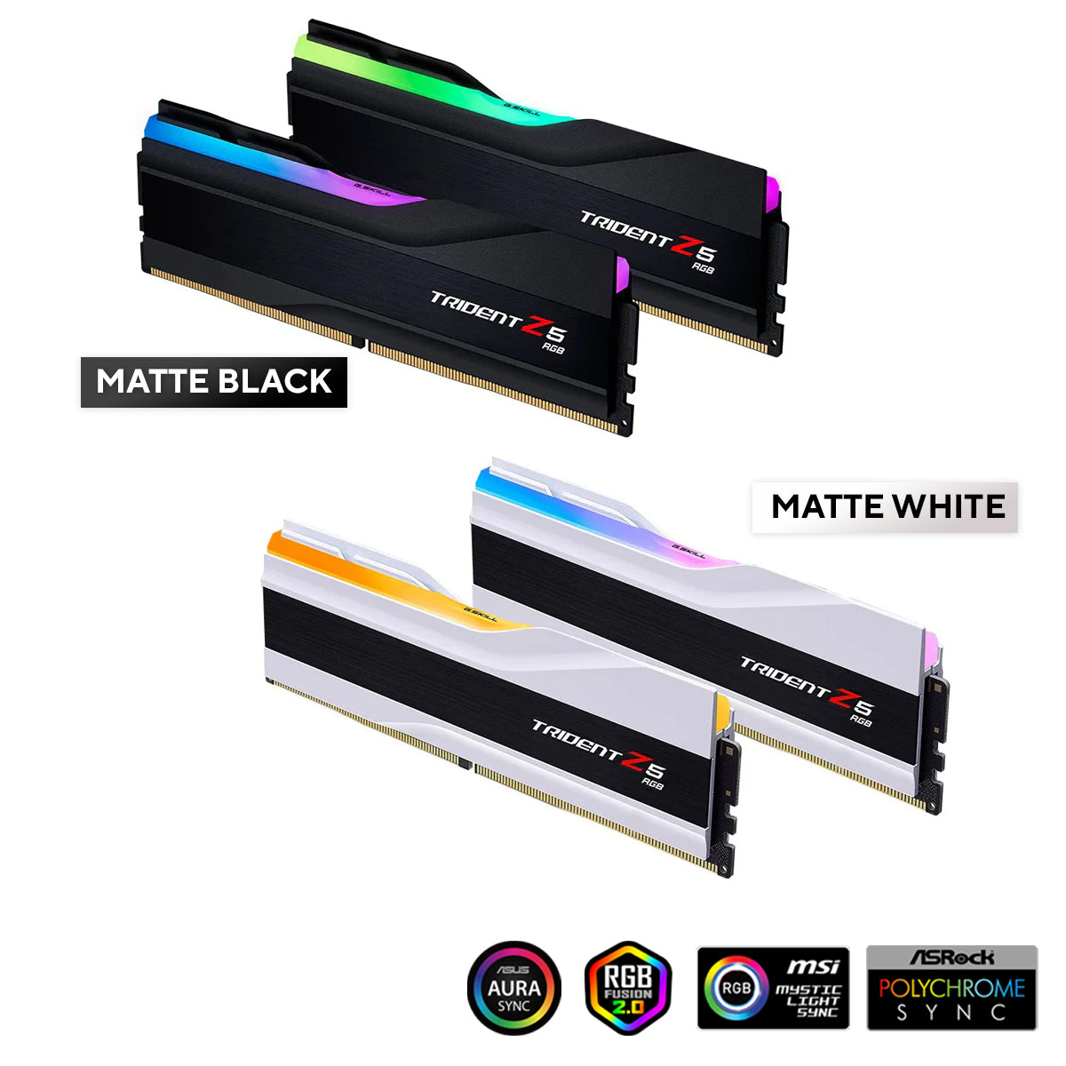 G.Skill Trident Z5 RGB 32GB (2x16GB) DDR5 6000 Mhz CL32-38-38-96 1.35V Intel XMP Desktop Memory (Matte Black, Matte White)