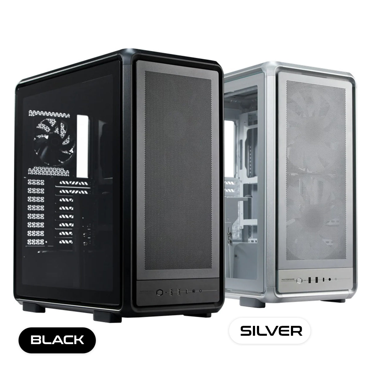 Cooler Master MasterFrame 500 Mesh Tempered Glass ATX Case (Black, Silver)