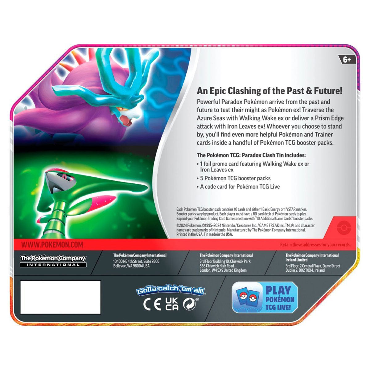 Pokemon Trading Card Game Paradox Clash Tin 5 Booster Pack