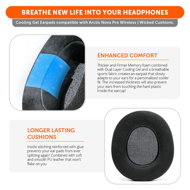 Wicked Cushions Arctis Nova Pro Wireless Earpads - WC FreeZe Cooling Gel