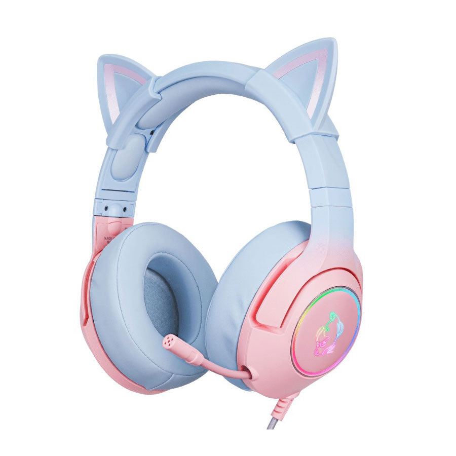 Onikuma K9 Cat Spirit 7.1 Version RGB Gradient Light Effect Stereo Gaming Headset (Pink/Blue)