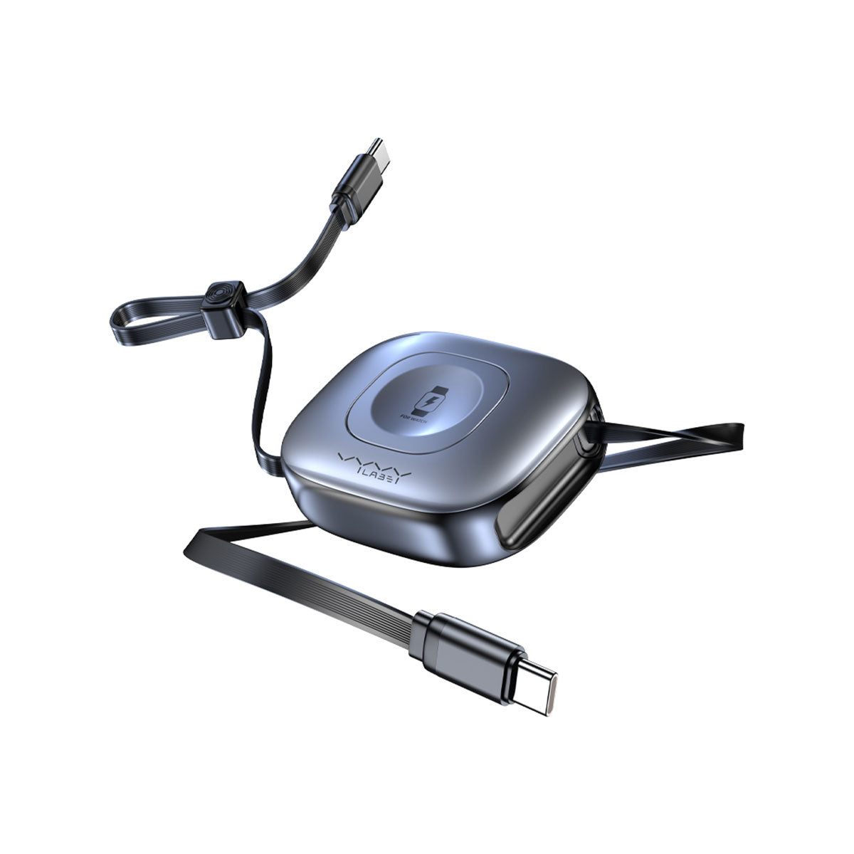 Vyvylabs Mi Square Retractable Cable and Wireless Watch Charger Type-C to Type-C 100W